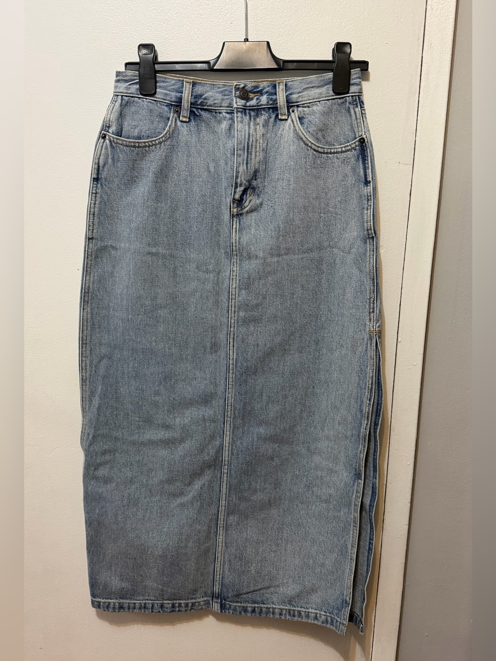 TNA Light Blue Straight Denim Skirt